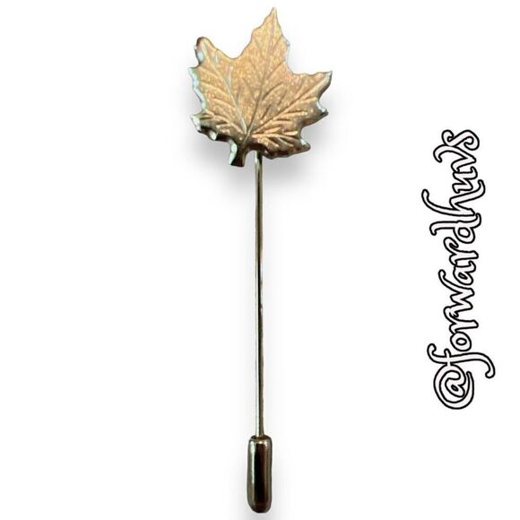 Vintage Silver Tone Maple Leaf Hatpin Stickpin - Picture 1 of 8